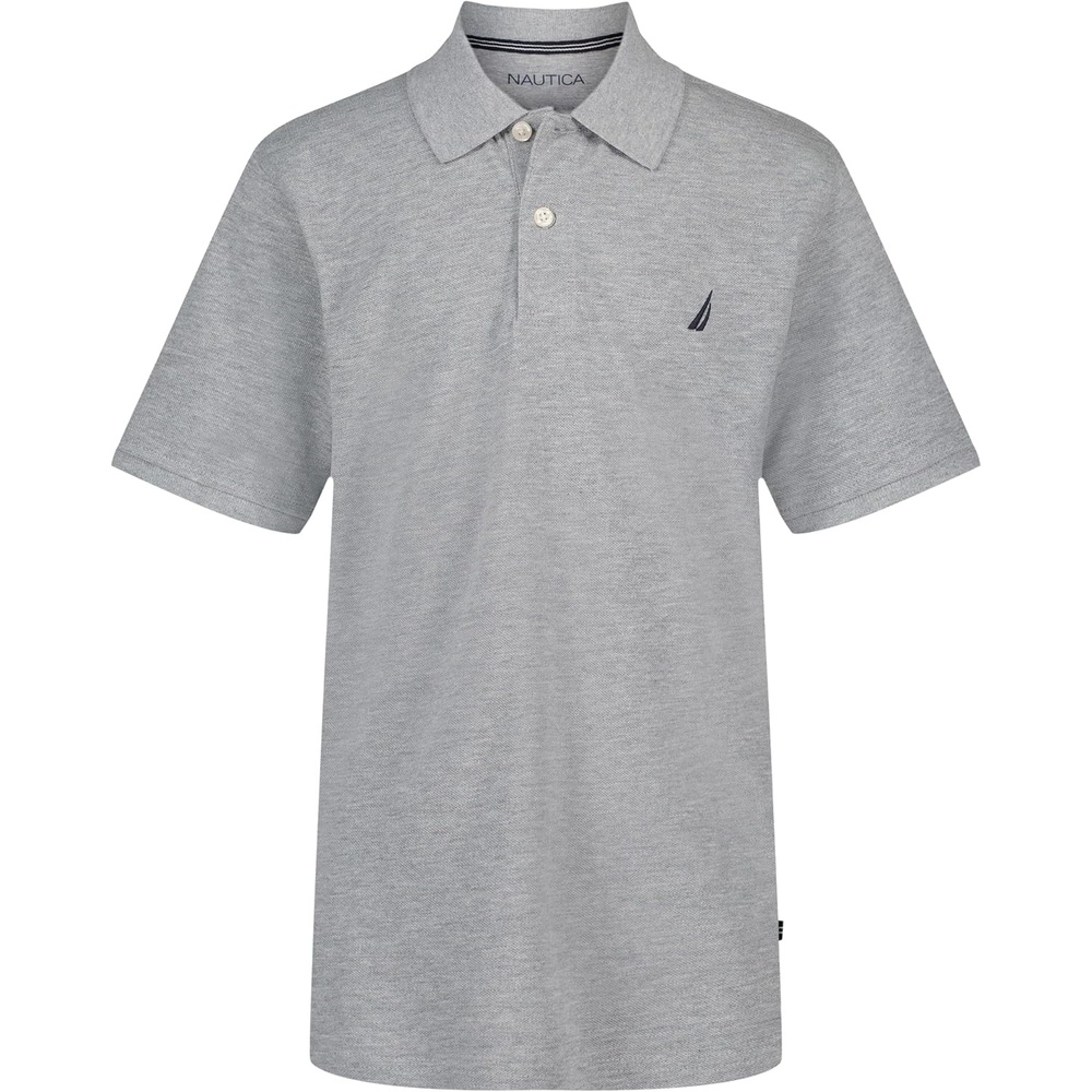 image:imageNautica Boys Short Sleeve Anchor Polo Button Closure Soft amp Comfortable Pique FabricGrey Heather