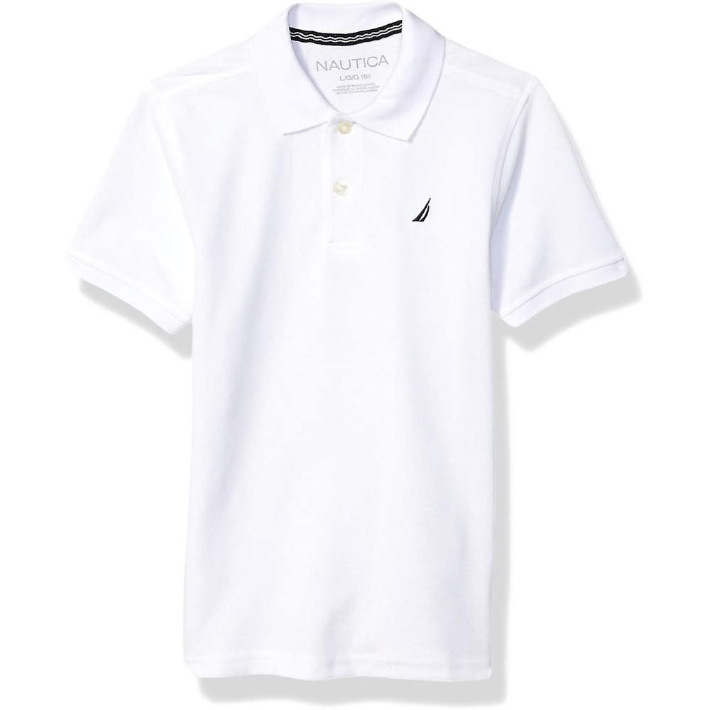 image:imageNautica Boys Short Sleeve Anchor Polo Button Closure Soft amp Comfortable Pique FabricLegacy White