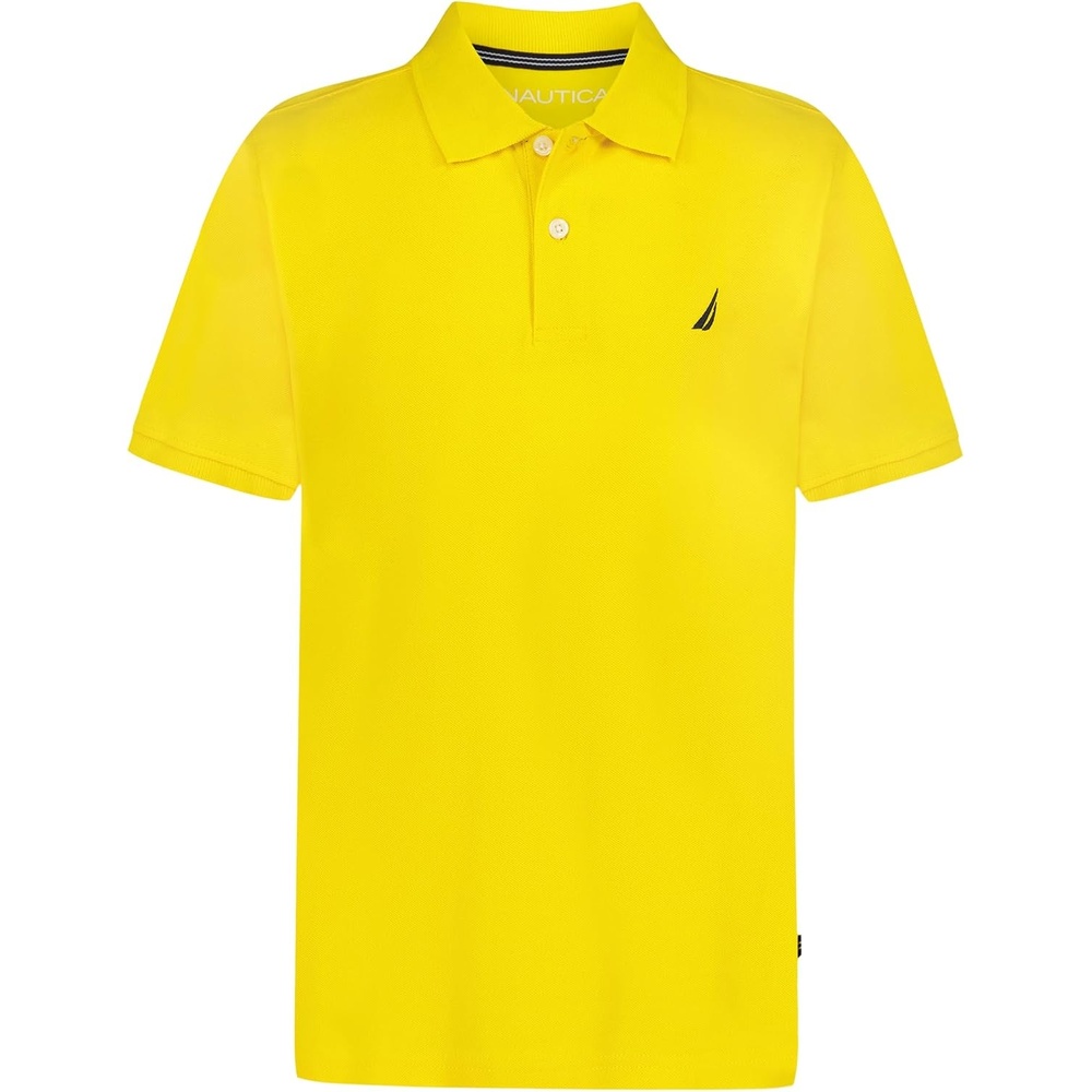image:imageNautica Boys Short Sleeve Anchor Polo Button Closure Soft amp Comfortable Pique FabricLemon