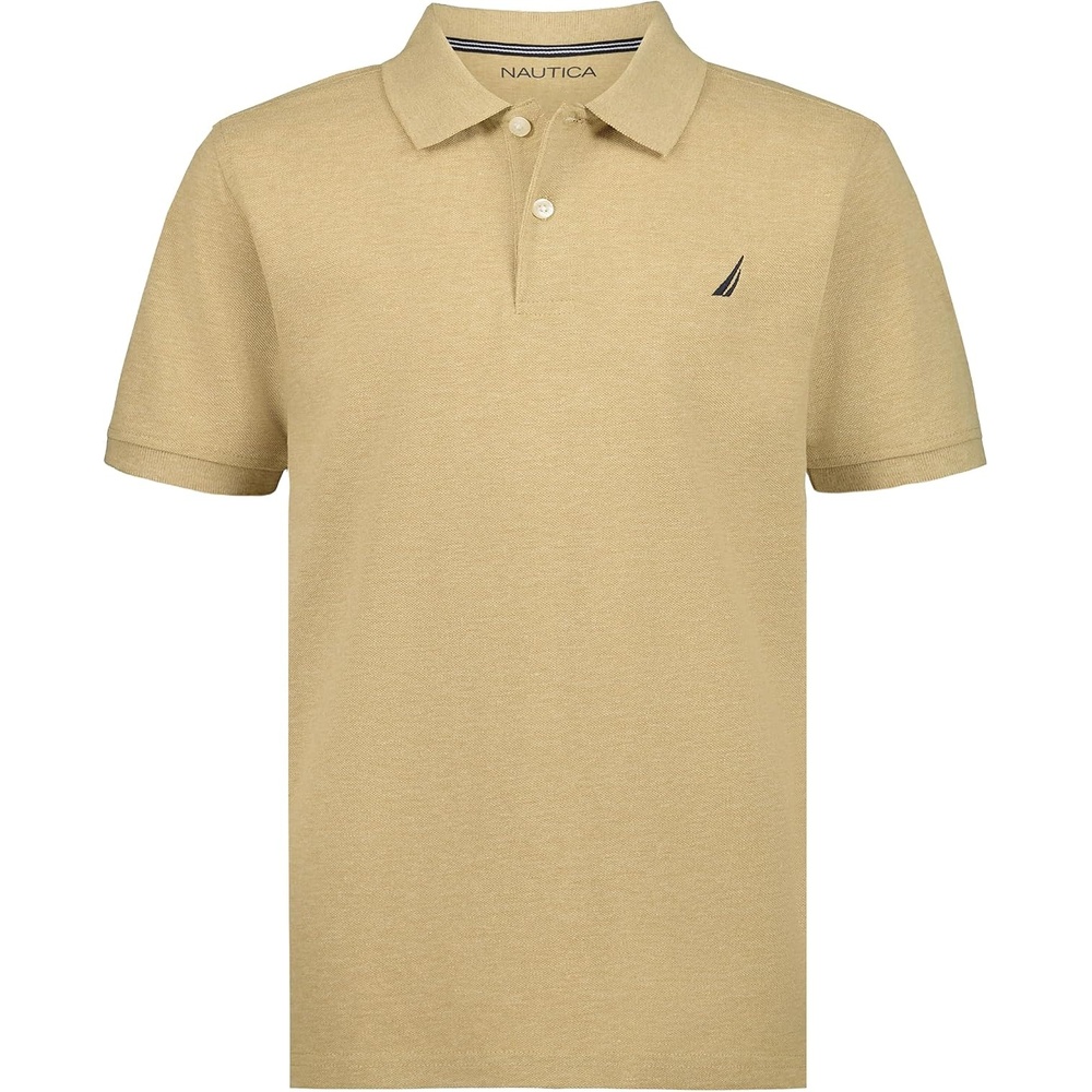 image:imageNautica Boys Short Sleeve Anchor Polo Button Closure Soft amp Comfortable Pique FabricSandy Bar Heather