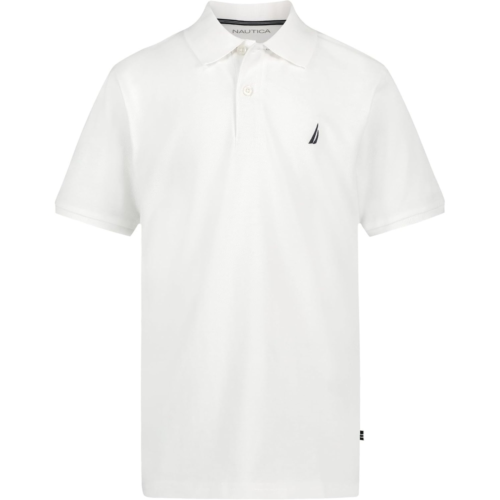 image:imageNautica Boys Short Sleeve Anchor Polo Button Closure Soft amp Comfortable Pique FabricWhite