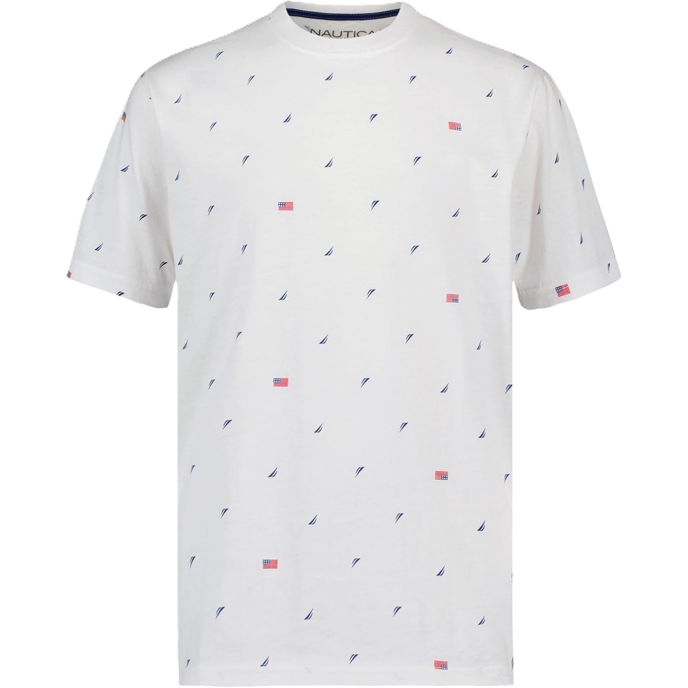 image:imageNautica Boys Short Sleeve Fashion Crew Neck TShirt Soft Comfortable Relaxed FitAmericana Aop Bright White