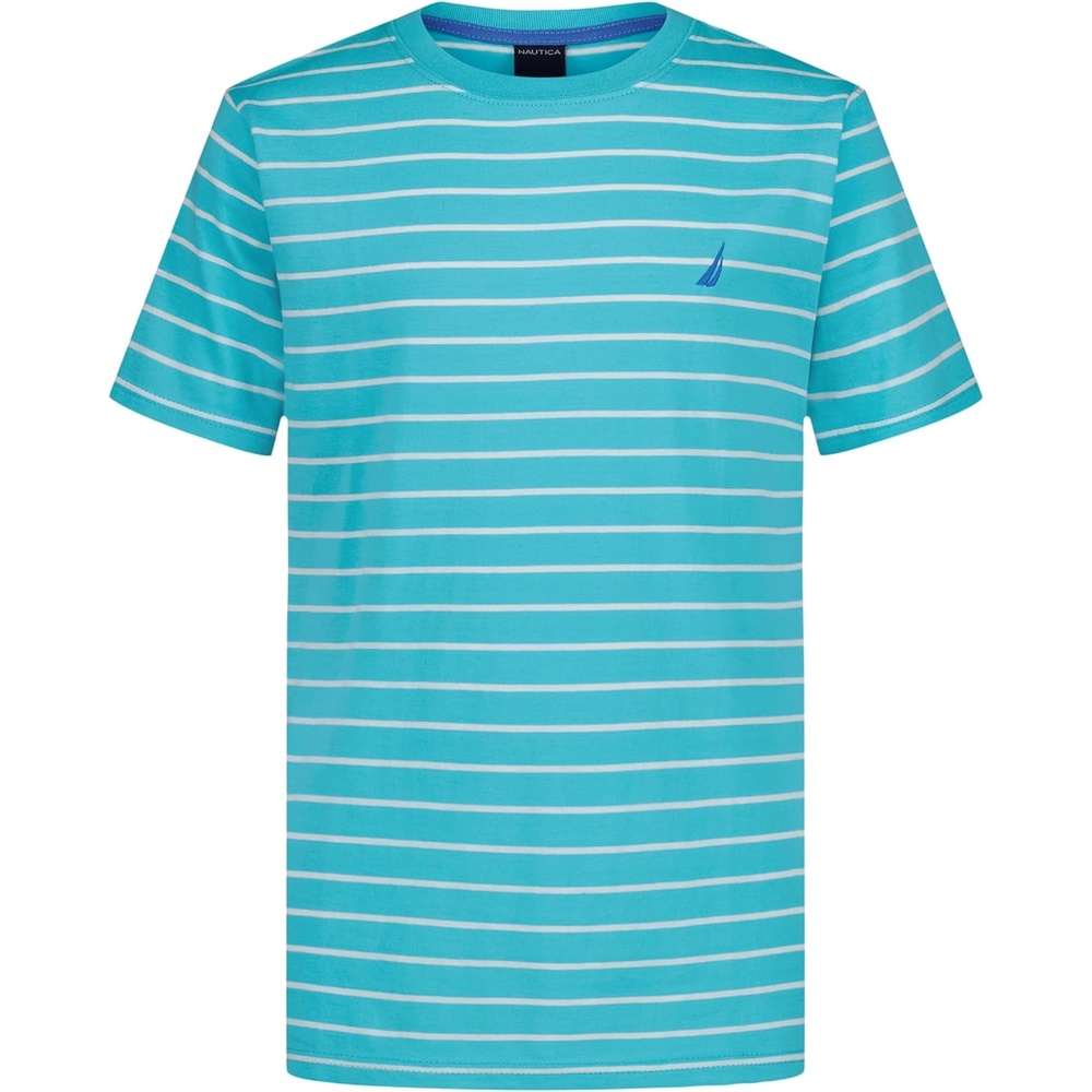 image:imageNautica Boys Short Sleeve Fashion Crew Neck TShirt Soft Comfortable Relaxed FitCuracao Classic Stripe