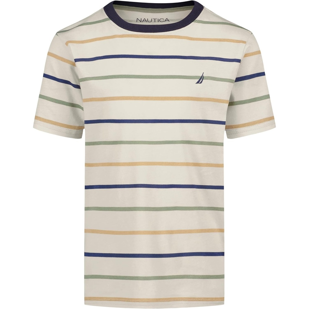 image:imageNautica Boys Short Sleeve Fashion Crew Neck TShirt Soft Comfortable Relaxed FitOpen Stripe Turtle Dove