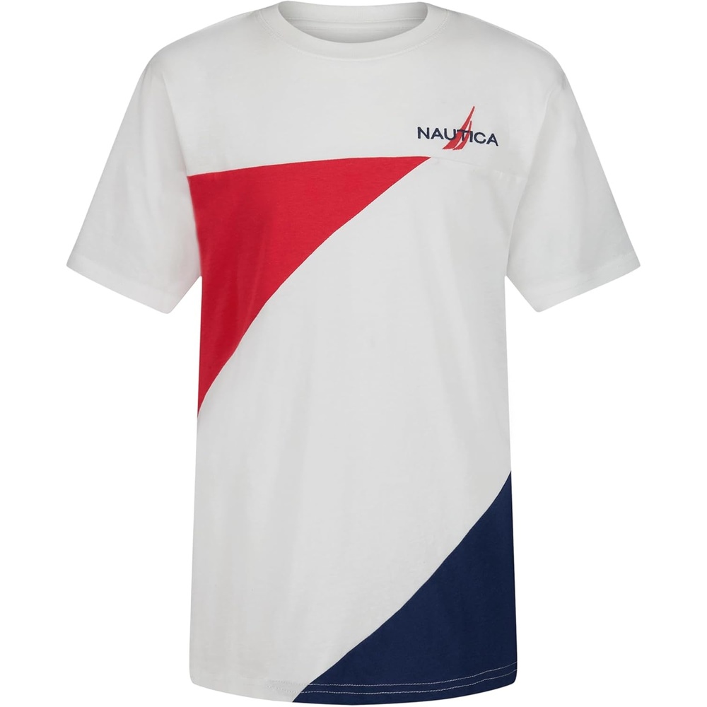 image:imageNautica Boys Short Sleeve Fashion Crew Neck TShirt Soft Comfortable Relaxed FitPieced Bright White