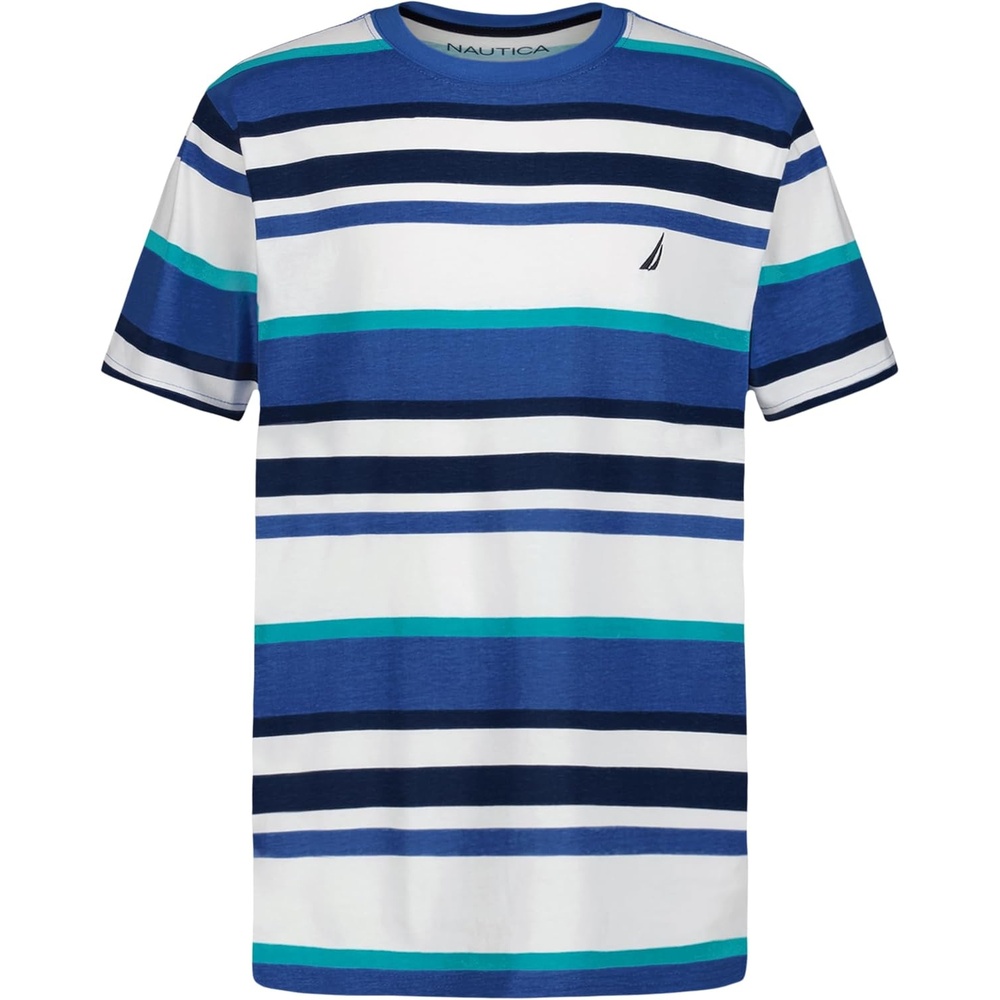 image:imageNautica Boys Short Sleeve Fashion Crew Neck TShirt Soft Comfortable Relaxed FitPreppy Stripe Delft