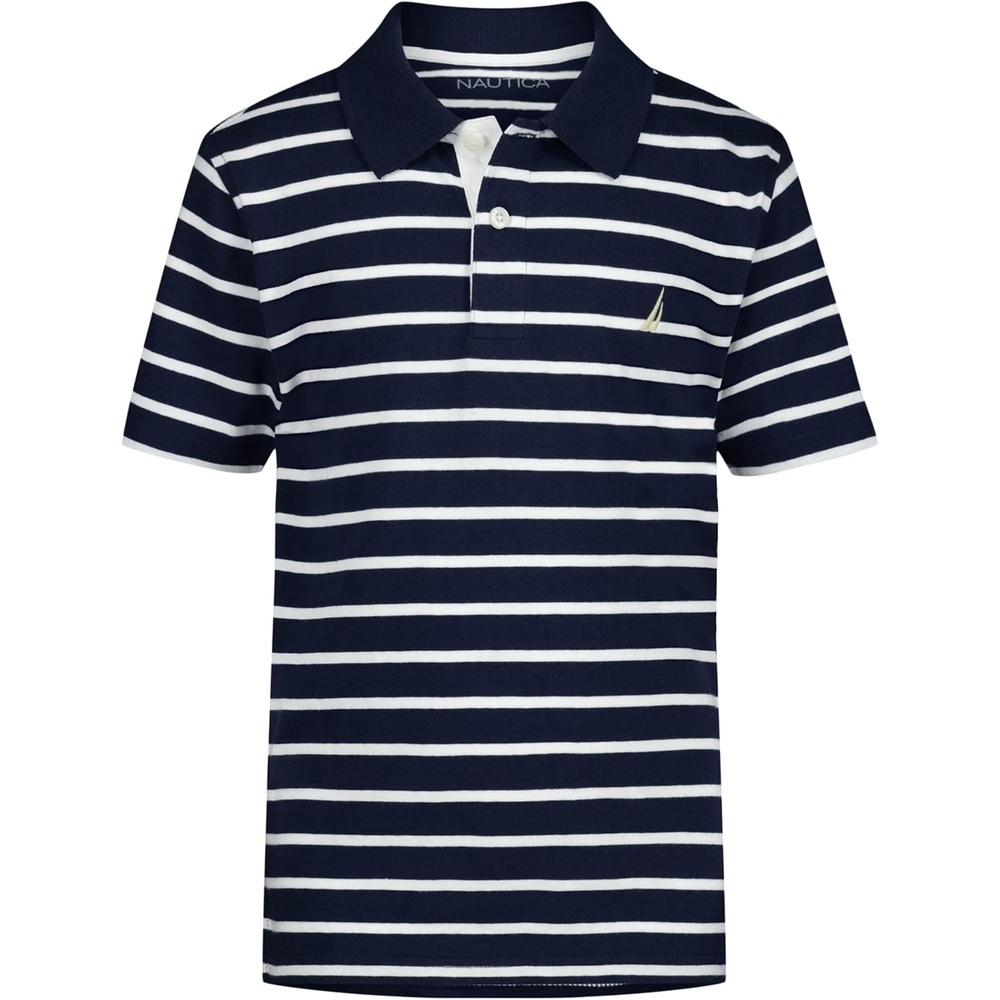 image:imageNautica Boys Short Sleeve Fashion Polo Button Closure Soft amp ComfortableCoast Stripe Blueprint