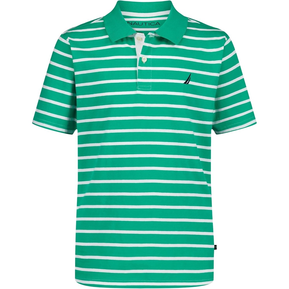 image:imageNautica Boys Short Sleeve Fashion Polo Button Closure Soft amp ComfortableCoast Stripe Gum Drop Green
