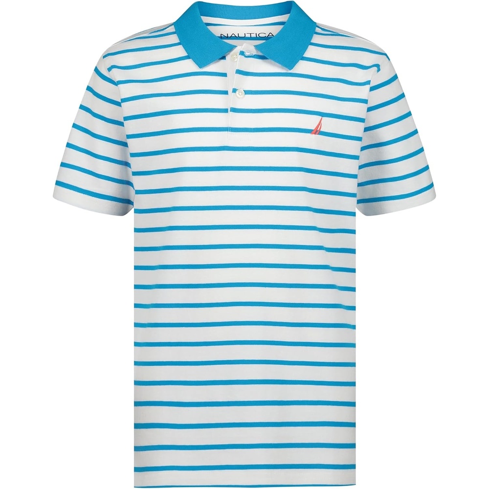 image:imageNautica Boys Short Sleeve Fashion Polo Button Closure Soft amp ComfortableCoast Stripe Hawiian Ocean