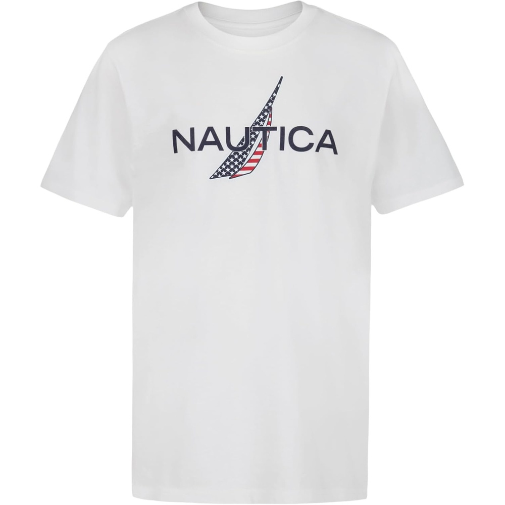 image:imageNautica Boys Short Sleeve JClass Logo Crew Neck TShirt Soft Comfortable Relaxed FitAmericana Bright White
