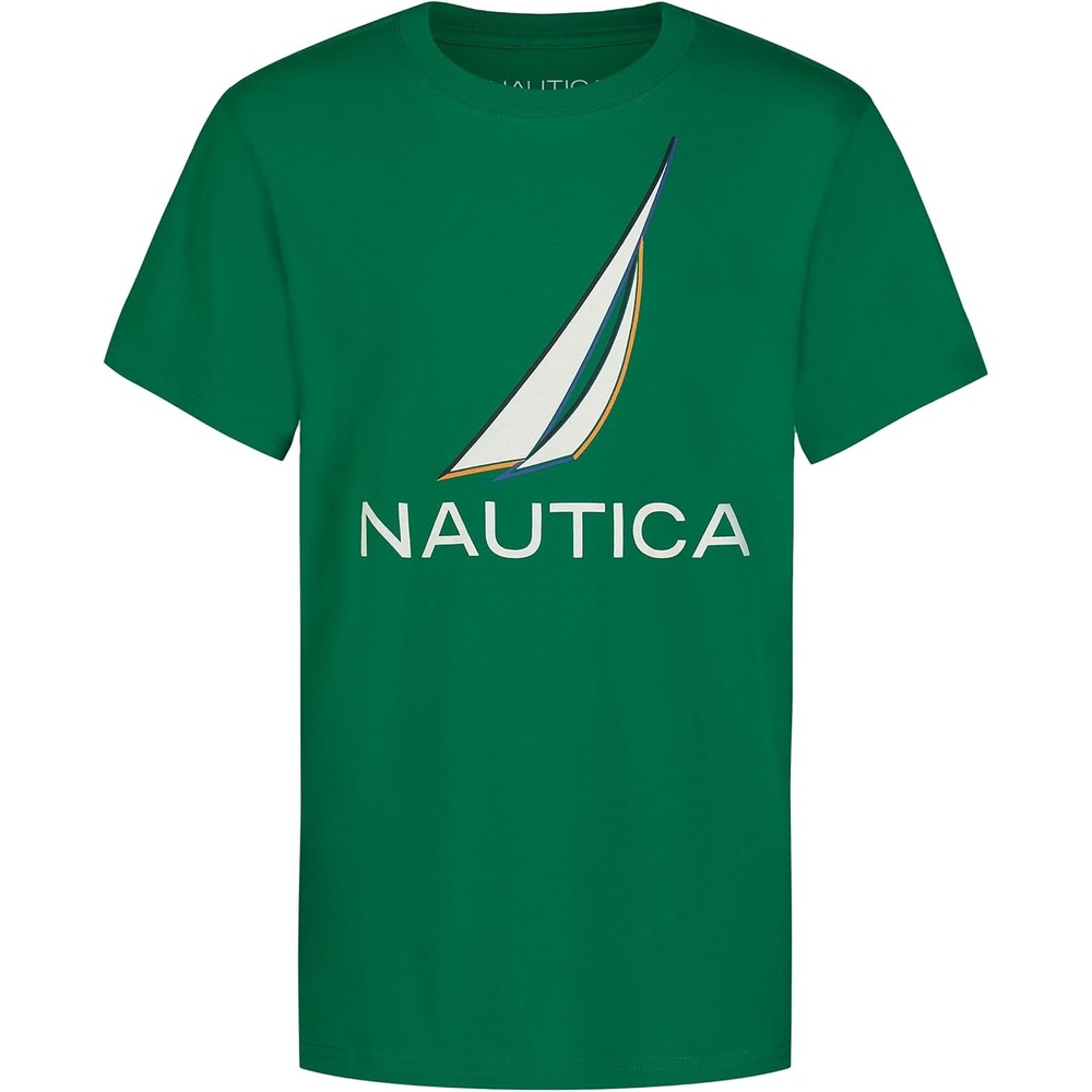 image:imageNautica Boys Short Sleeve JClass Logo Crew Neck TShirt Soft Comfortable Relaxed FitColor Shade Pepper Green