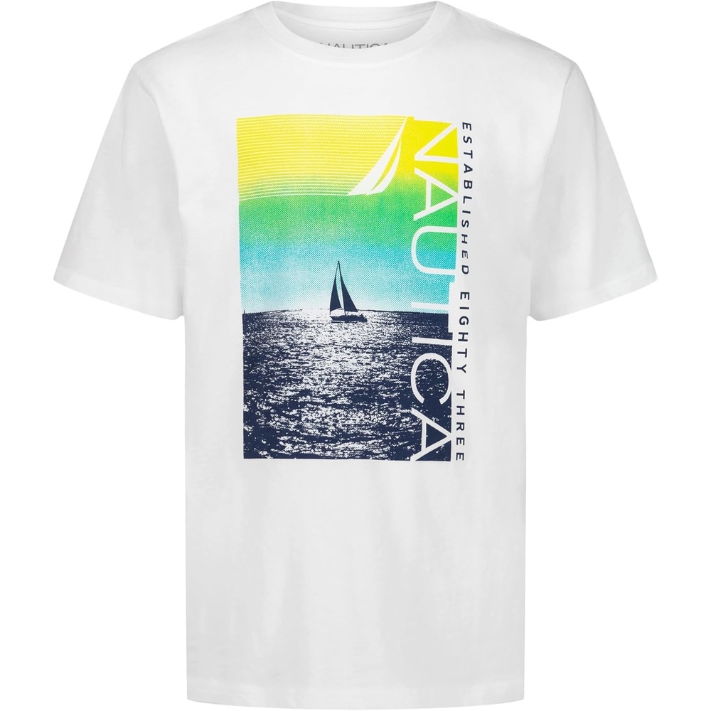 image:imageNautica Boys Short Sleeve JClass Logo Crew Neck TShirt Soft Comfortable Relaxed FitCruising Bright White