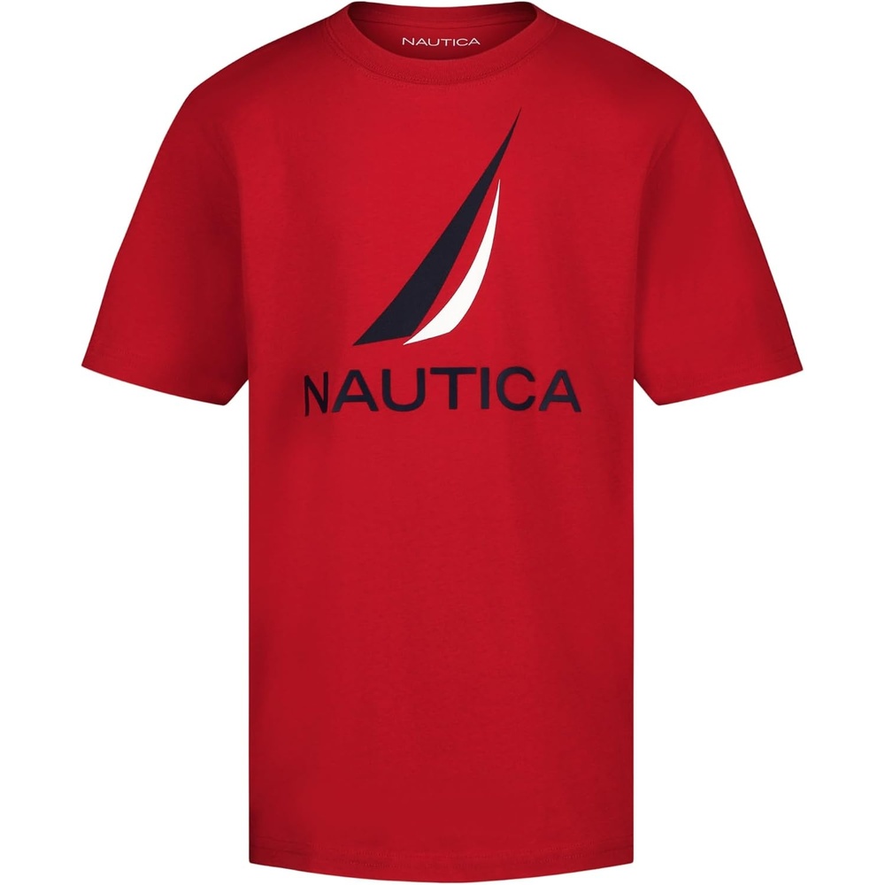 image:imageNautica Boys Short Sleeve JClass Logo Crew Neck TShirt Soft Comfortable Relaxed FitJclass Carmine