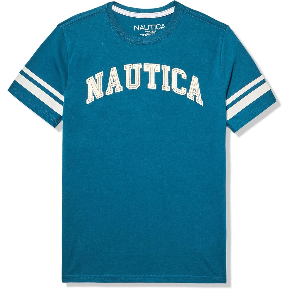 image:imageNautica Boys Short Sleeve JClass Logo Crew Neck TShirt Soft Comfortable Relaxed FitJersey Arch Blue Coral
