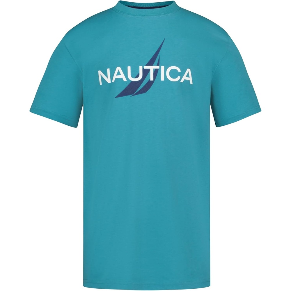 image:imageNautica Boys Short Sleeve JClass Logo Crew Neck TShirt Soft Comfortable Relaxed FitMesh Larkspur