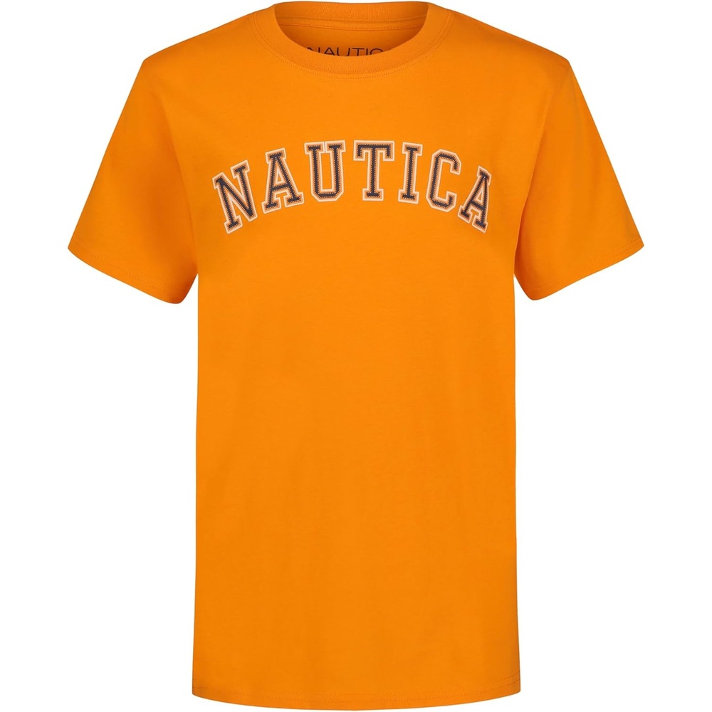 image:imageNautica Boys Short Sleeve JClass Logo Crew Neck TShirt Soft Comfortable Relaxed FitVarsity Arch Persimmon