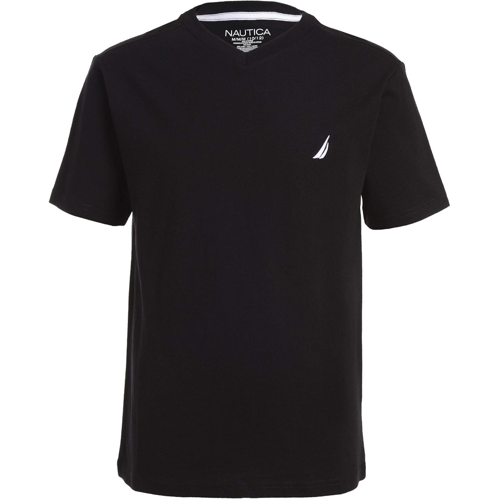 image:imageNautica Boys Short Sleeve Solid VNeck TShirt Soft Comfortable Relaxed FitBlack