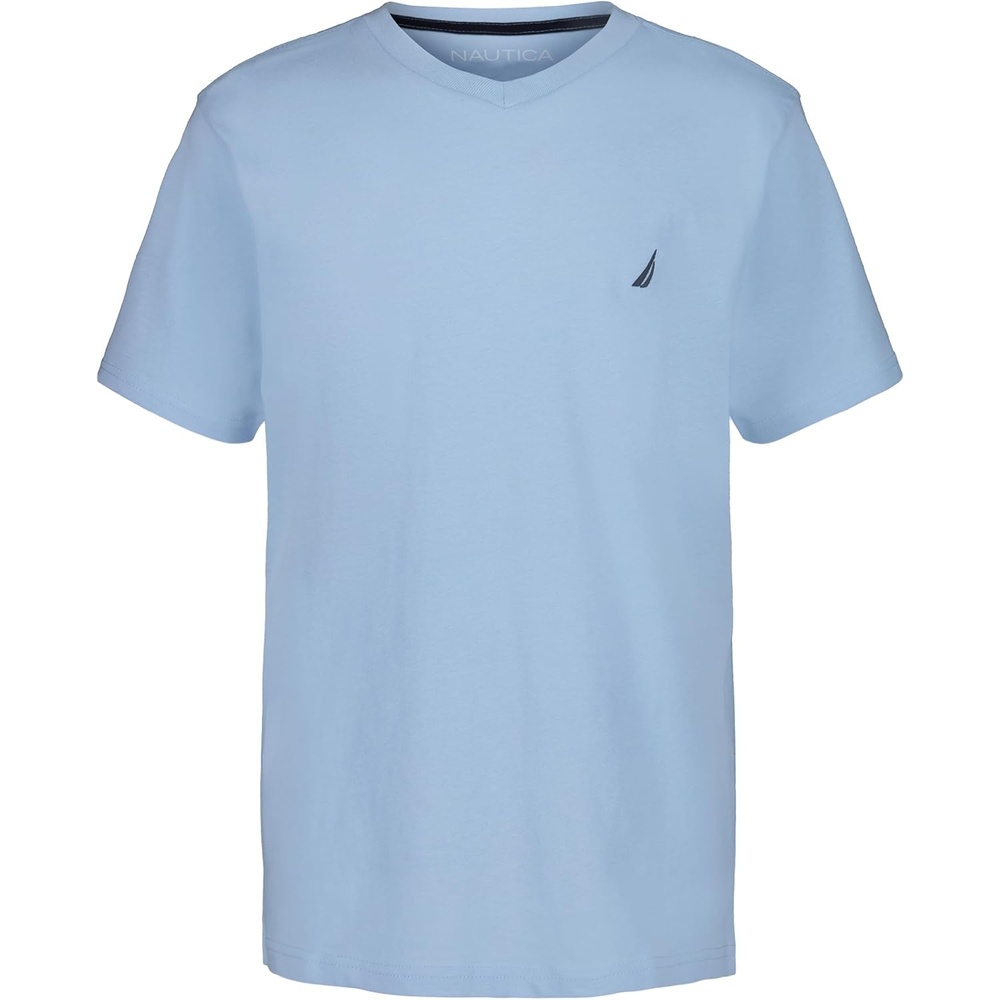 image:imageNautica Boys Short Sleeve Solid VNeck TShirt Soft Comfortable Relaxed FitBlue Bell