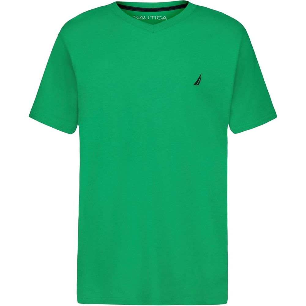 image:imageNautica Boys Short Sleeve Solid VNeck TShirt Soft Comfortable Relaxed FitBright Green
