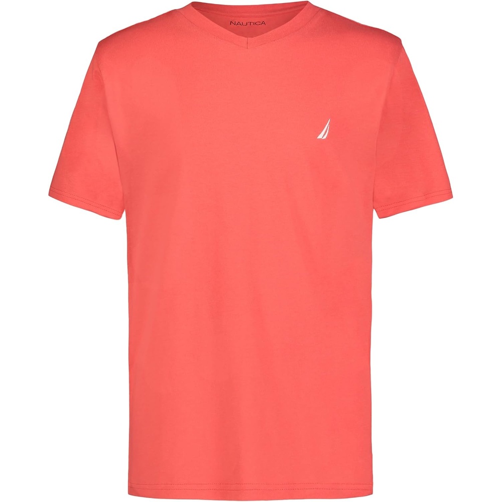 image:imageNautica Boys Short Sleeve Solid VNeck TShirt Soft Comfortable Relaxed FitCayenne