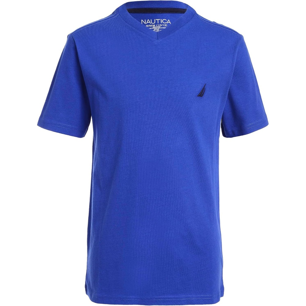 image:imageNautica Boys Short Sleeve Solid VNeck TShirt Soft Comfortable Relaxed FitCobalt