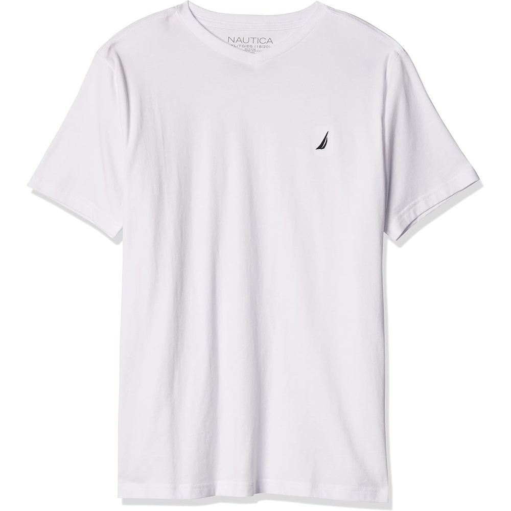 image:imageNautica Boys Short Sleeve Solid VNeck TShirt Soft Comfortable Relaxed FitLegacy White