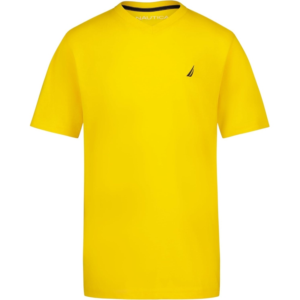 image:imageNautica Boys Short Sleeve Solid VNeck TShirt Soft Comfortable Relaxed FitLemon
