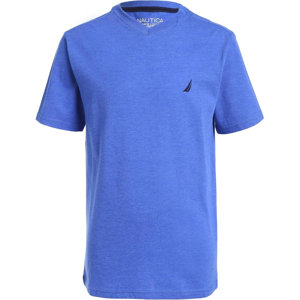 image:imageNautica Boys Short Sleeve Solid VNeck TShirtBlue Heather