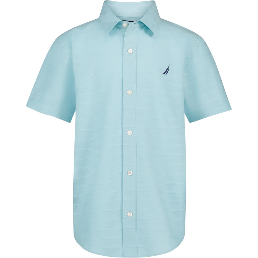 image:imageNautica Boys Short Sleeve Woven ButtonDown Shirt Light Weight amp BreathableDobby Antigua Surf