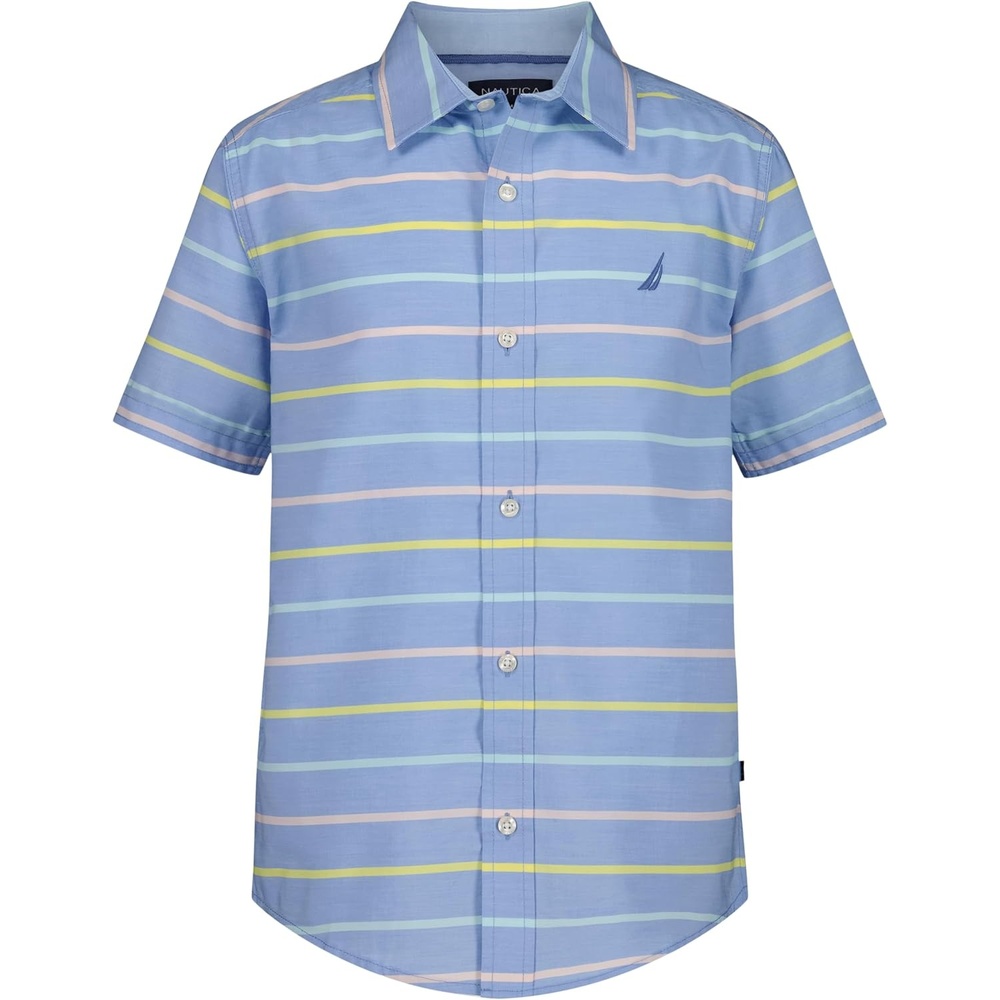image:imageNautica Boys Short Sleeve Woven ButtonDown Shirt Light Weight amp BreathablePastel Stripe Allure