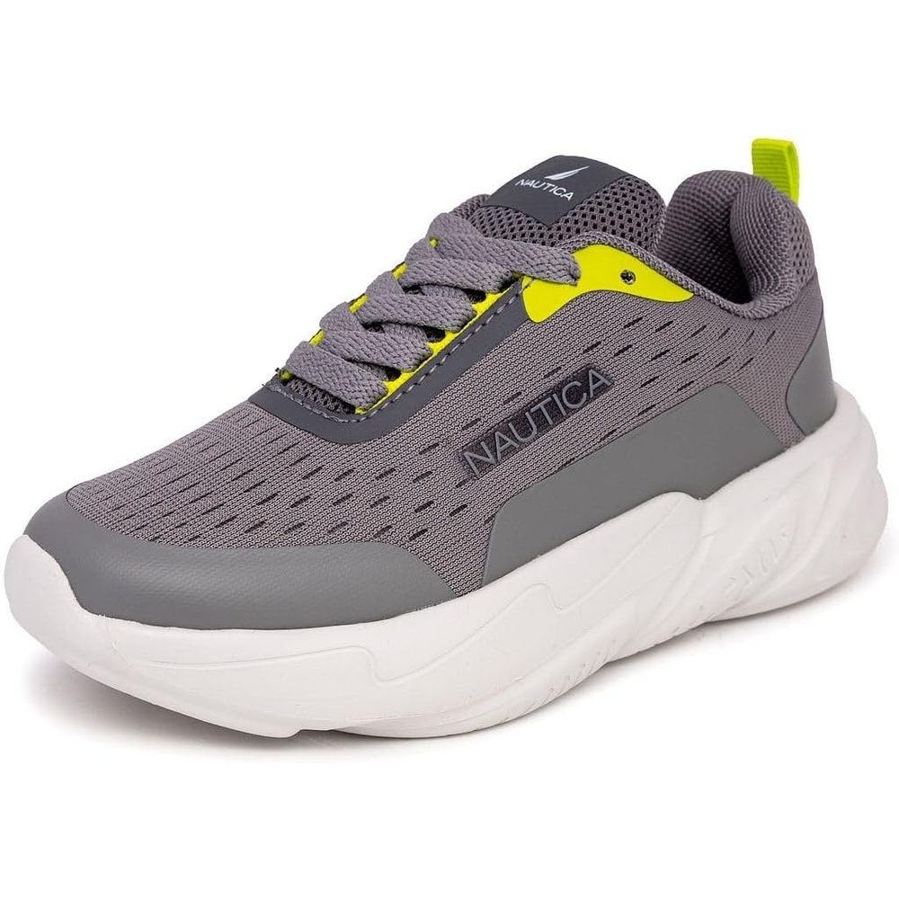 image:imageNautica Boys Youth Lace Up Sneakers Lightweight Mesh Athletic Running Shoes for Kids Cushioned Comfort Sole for School Sports WalkingGrey Limenigel