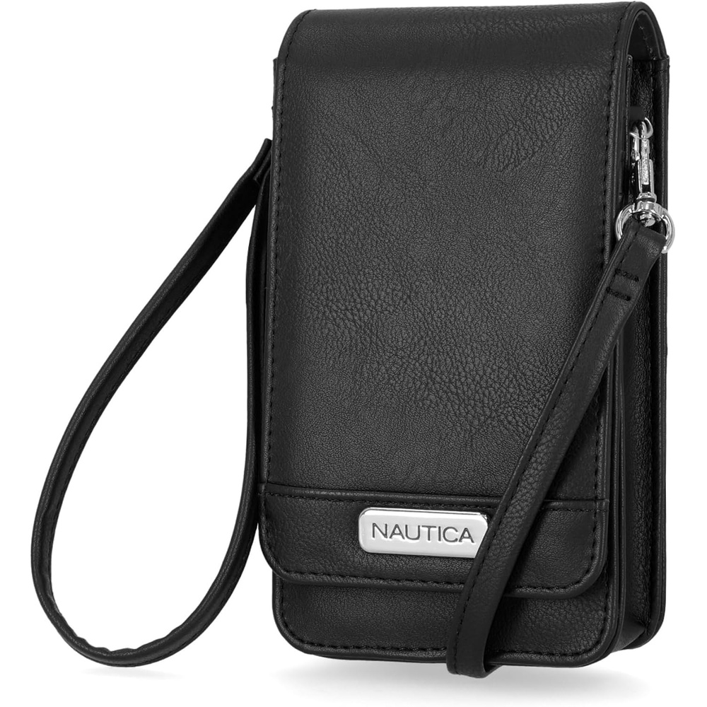 image:imageNautica Catalina RFID Womens Crossbody Bag Vegan Leather Compact Cell Phone Shoulder Travel Purse HolderBlack