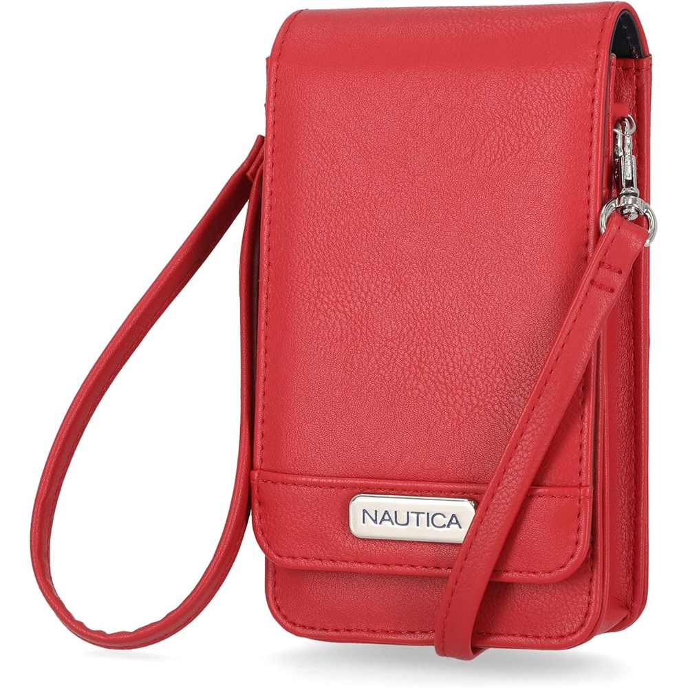 image:imageNautica Catalina RFID Womens Crossbody Bag Vegan Leather Compact Cell Phone Shoulder Travel Purse HolderFuego Red