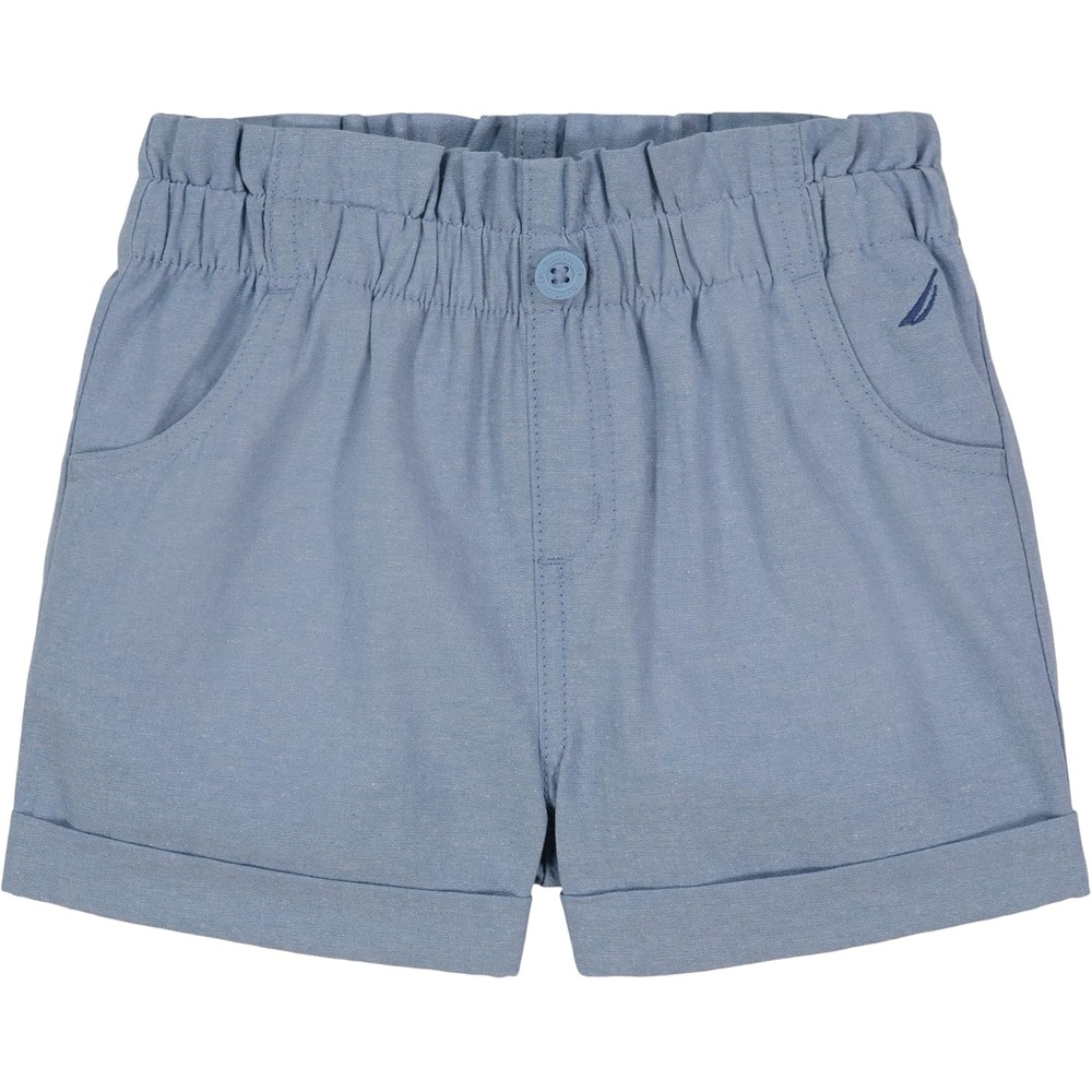 image:imageNautica Girls Chambray Shorts Lightweight Cotton with Ruffled Elastic Waistband amp PocketsChambray Xlt