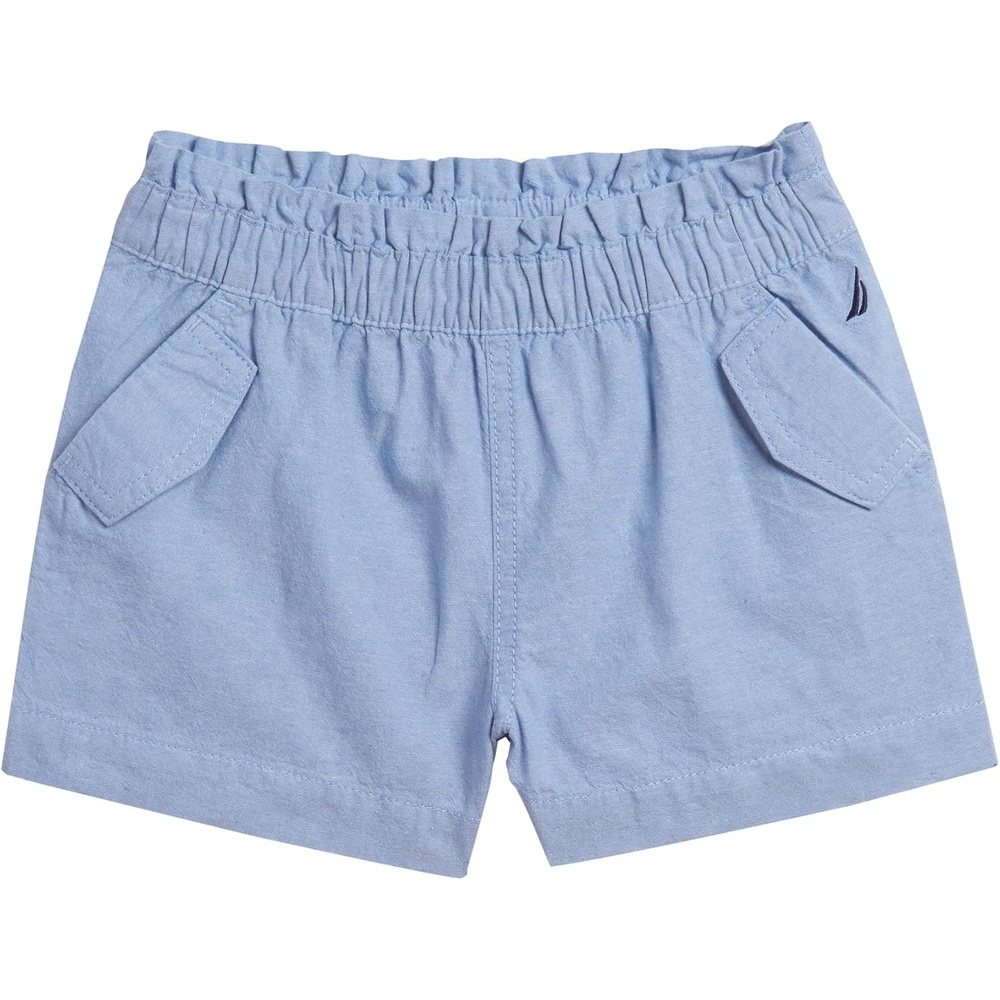 image:imageNautica Girls Chambray Shorts Lightweight Cotton with Ruffled Elastic Waistband amp PocketsXlt Chambray