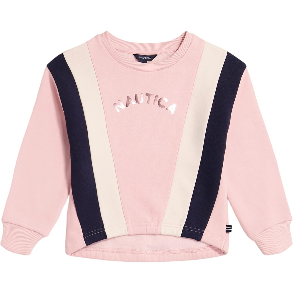 image:imageNautica Girls Fleece Popover Crewneck SweatshirtCoral Blush