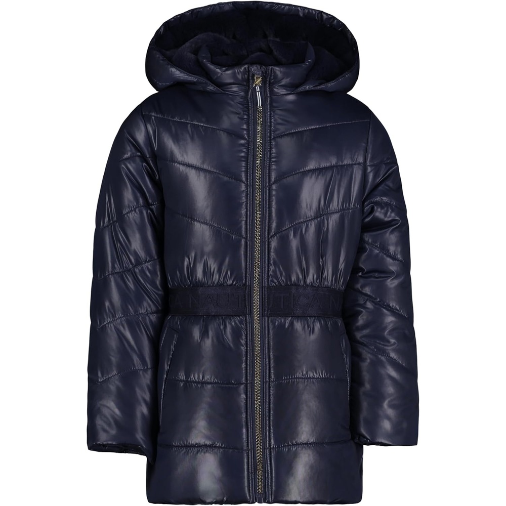 image:imageNautica Girls Heavyweight Hooded Winter Puffer Coat With Full Length ZipperPeacoat Sparkle