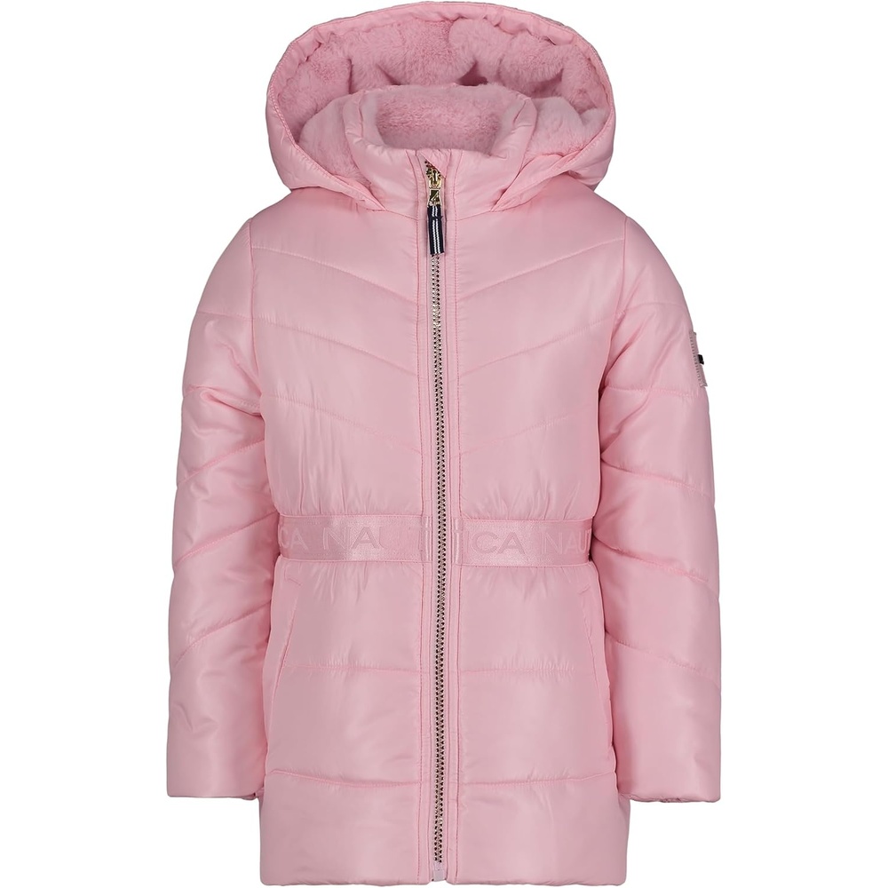 image:imageNautica Girls Heavyweight Hooded Winter Puffer Coat With Full Length ZipperPink Sparkle