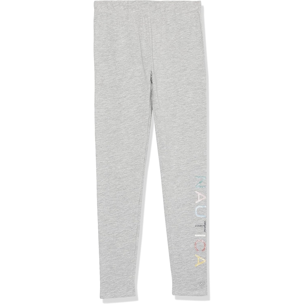 image:imageNautica Girls Leggings Full Length Pullon Stretch Pants with Elastic Waistband amp Logo DetailLight Grey Multi