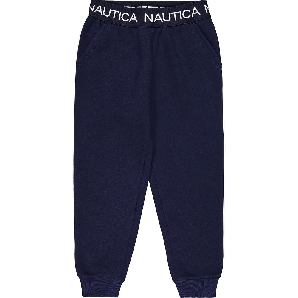 image:imageNautica Girls Logo Sweatpants Fleece Joggers with Ribbed Cuffs amp Functional Side PocketsPeacoat