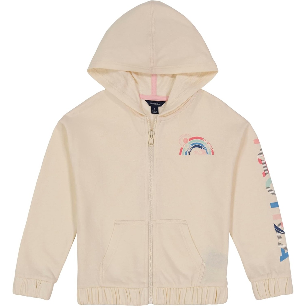 image:imageNautica Girls Logo Sweatshirt Fleece Hoodie With Fullzip Front amp PocketsEggnog Sunset