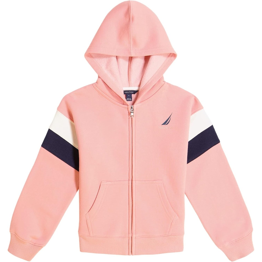 image:imageNautica Girls Logo Sweatshirt Fleece Hoodie With Fullzip Front amp PocketsFlamingo Pink