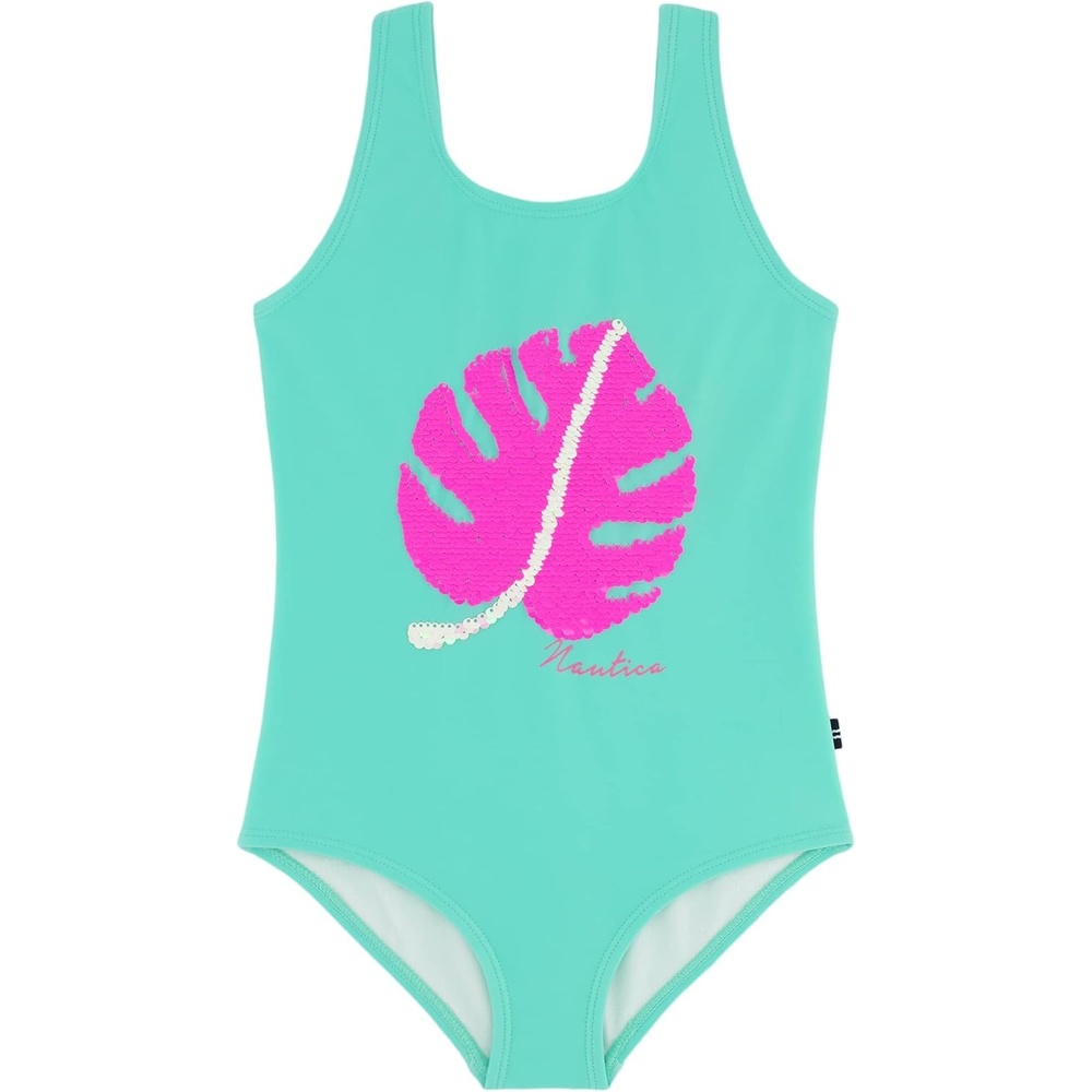 image:imageNautica Girls OnePiece Swimsuit with UPF 50 Sun Protection Quick Drying Bathing SuitCockatoo Palm