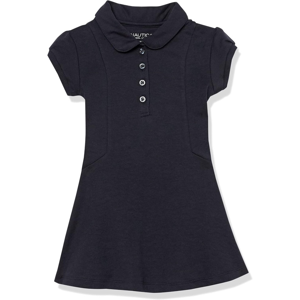 image:imageNautica Girls School Uniform Short Sleeve Polo DressNavyPrincess Seam