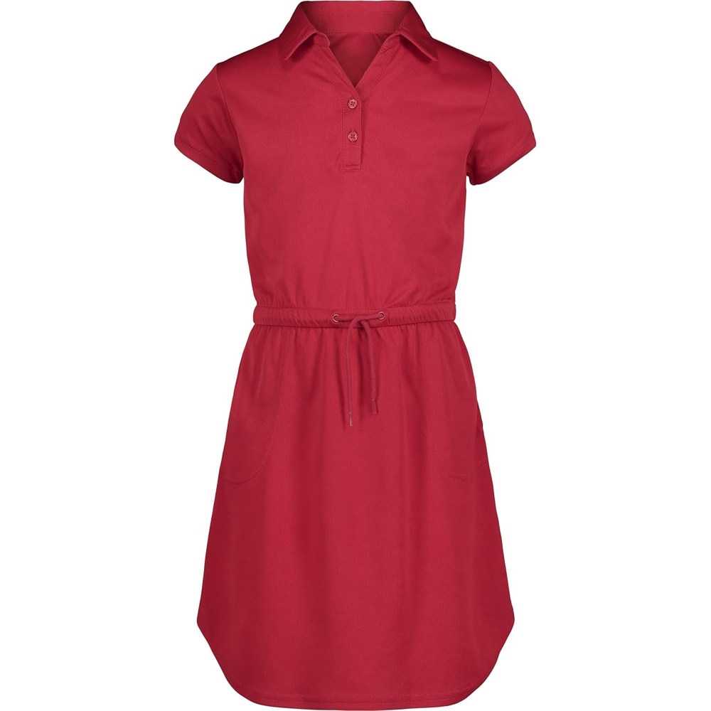 image:imageNautica Girls School Uniform Short Sleeve Polo DressRed Performance