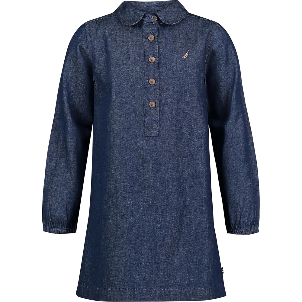 image:imageNautica Girls Short Sleeve Chambray Shirt DressDark Rinse Chambray