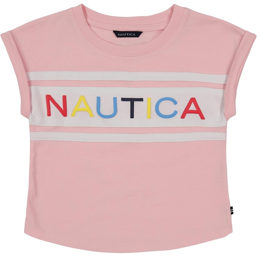 image:imageNautica Girls Short Sleeve Graphic Logo TShirt Everyday Casual Wear Soft amp Comfortable FitAlmond Blossom Billboard