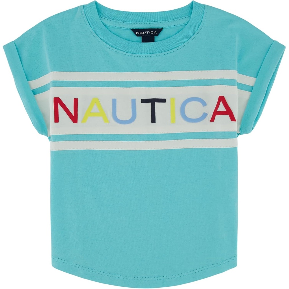 image:imageNautica Girls Short Sleeve Graphic Logo TShirt Everyday Casual Wear Soft amp Comfortable FitBlue Radiance