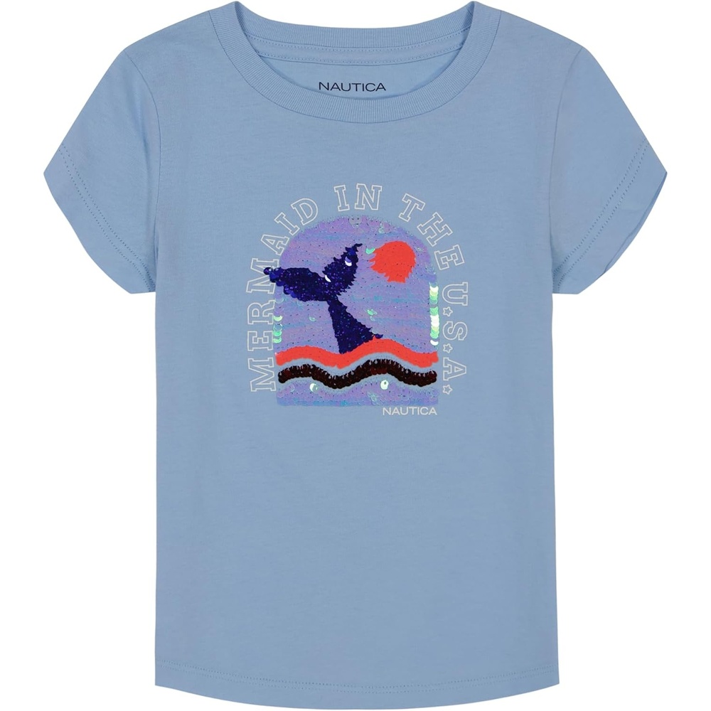 image:imageNautica Girls Short Sleeve Legacy TShirt with Flip Sequin Design Cotton Tee with Tagless InteriorDutch Canal Mermaid