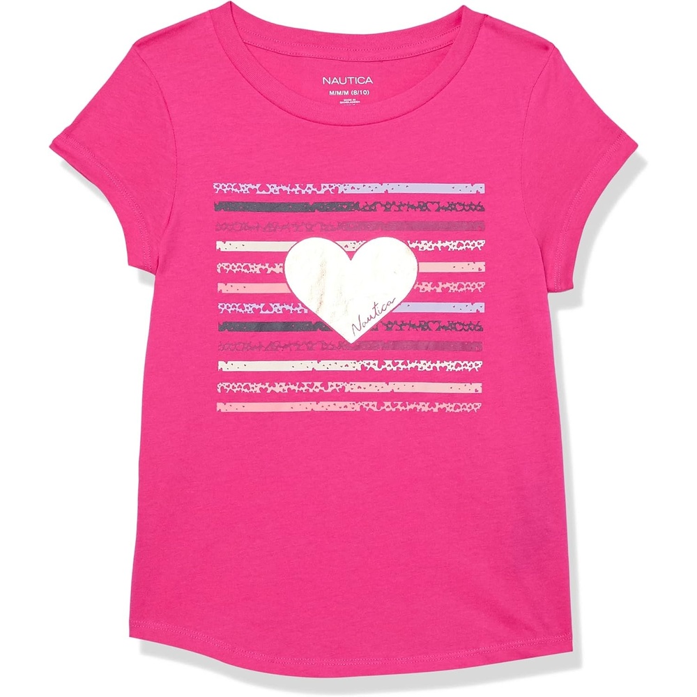 image:imageNautica Girls Short Sleeve TShirt with Fun Graphic Design Cotton Tee with Tagless InteriorBeetroot Heart